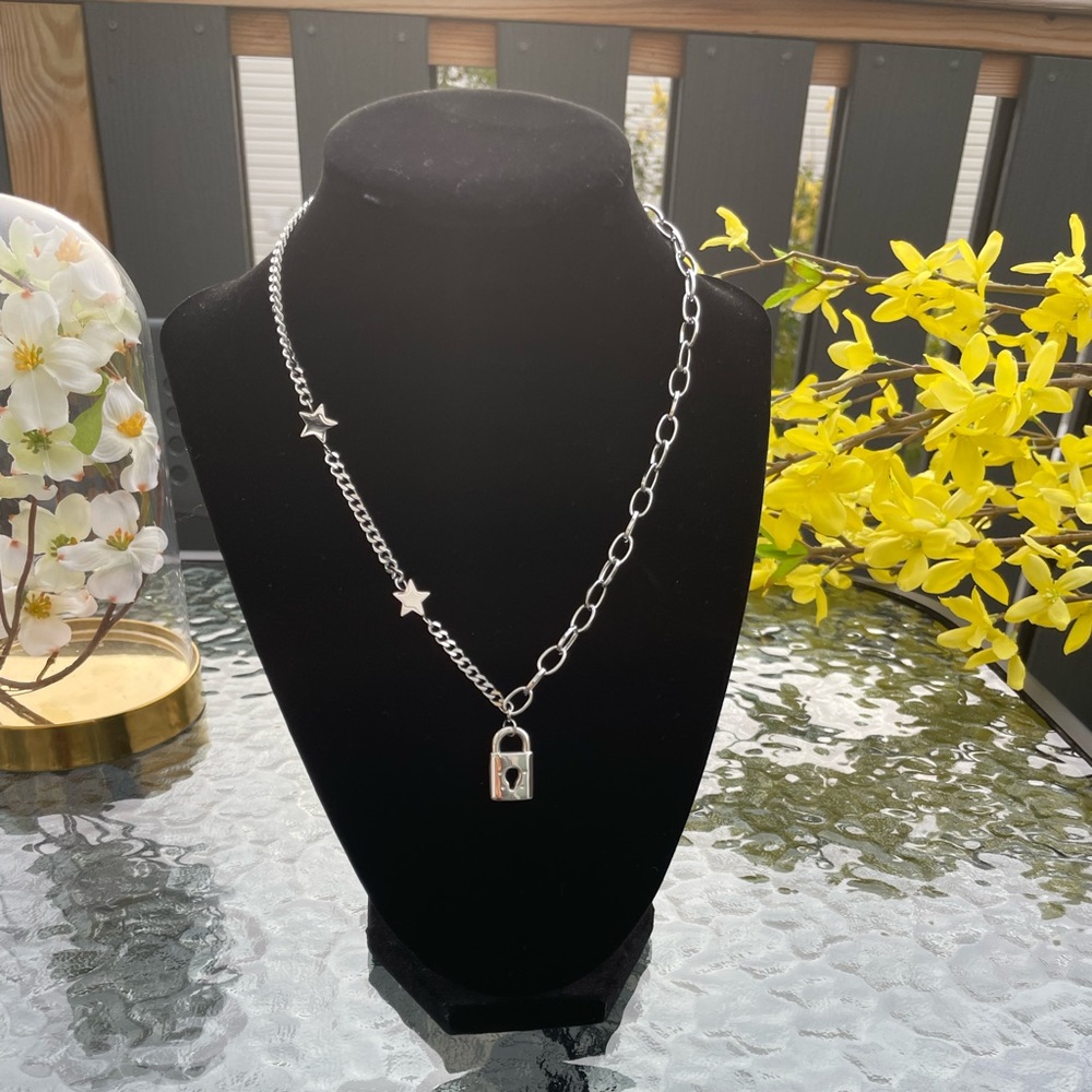 New 316L Stainless Steel Lock Pendant, Adjustable, Fashion Chain Necklace
